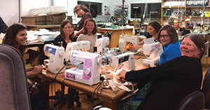 The local team busy making bags.